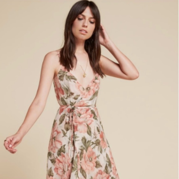 reformation floral wrap dress